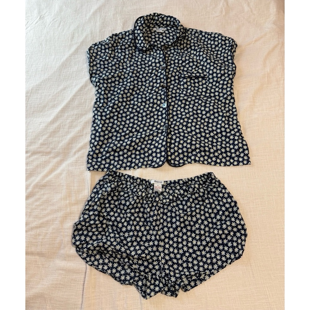 Madewell Navy and White Daisy Pajama Set Sz. M